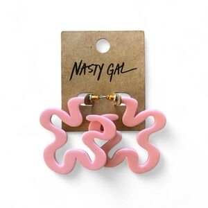 Nasty Gal Bubblegum Pink Abstract Floral Hoop Earrings